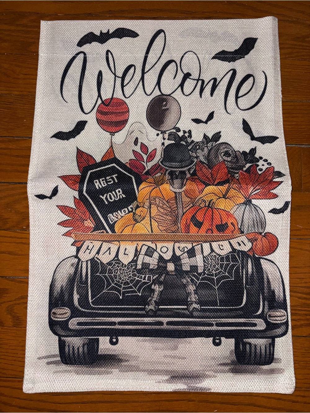 Garden Flag Halloween Truck 12” x 18” NWOT